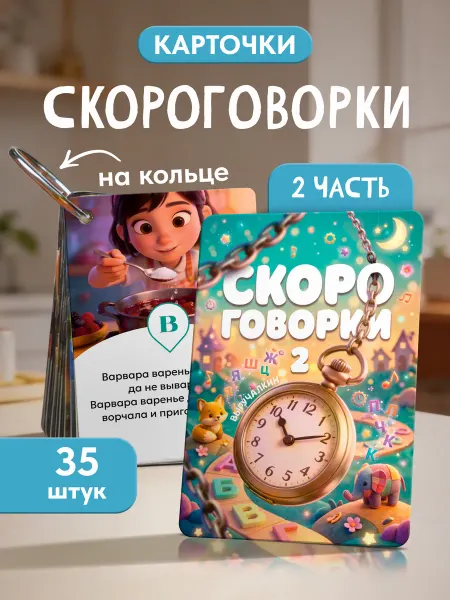 Выручалкин Набор карточек «Скороговорки» №2, 35 штук