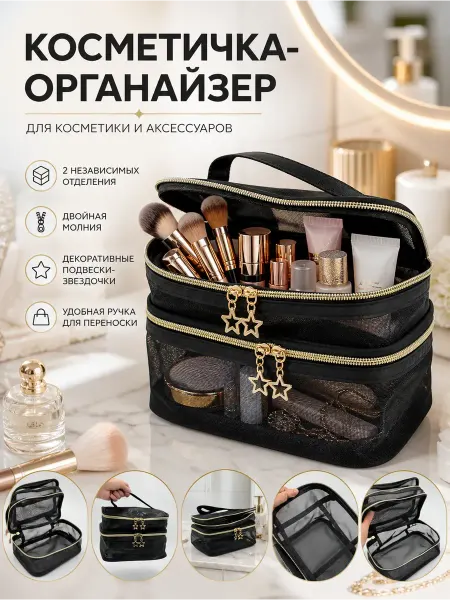 Хелен25 Косметичка органайзер большая прозрачная