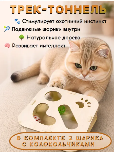 Игрушка трек-тоннель с шариками для кошек
