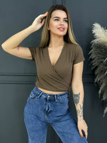NEW_SHOP Топ рубашка на запах с завязками