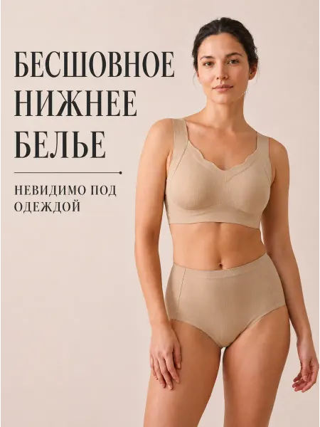 Бесшовное нижнее бельё комплект топ и трусы