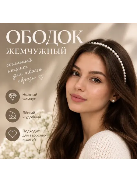 Ободок жемчужный Ободок для волос жемчужный