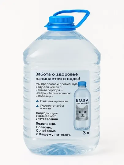 Дистиллированная вода с ионами серебра для кошек