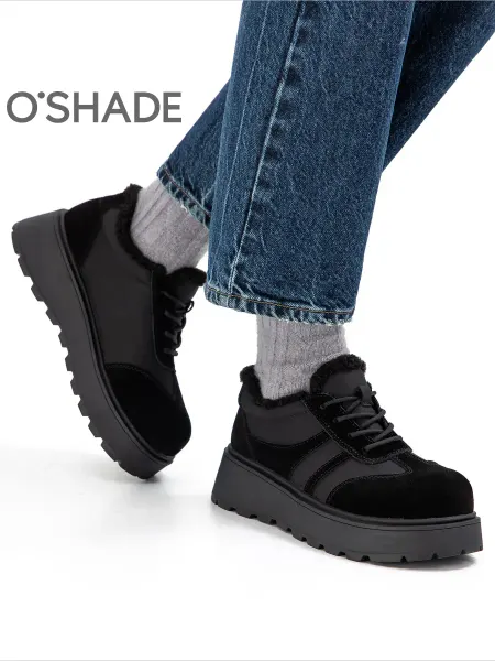 O`SHADE Полуботинки женские черные утепленные