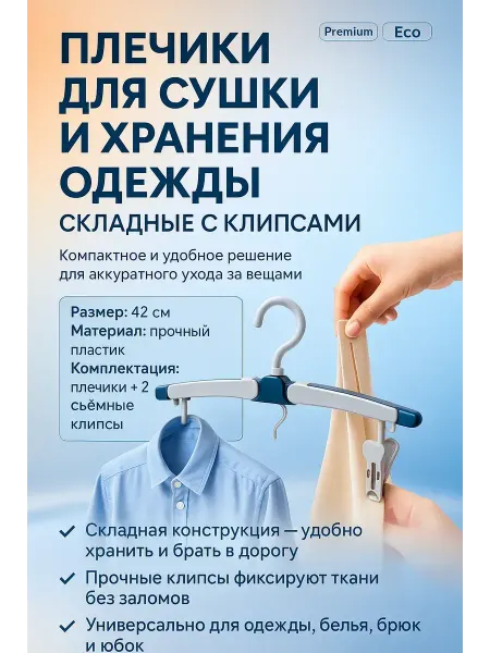 НМВ70 Вешалка складная с прищепками для одежды и брюк