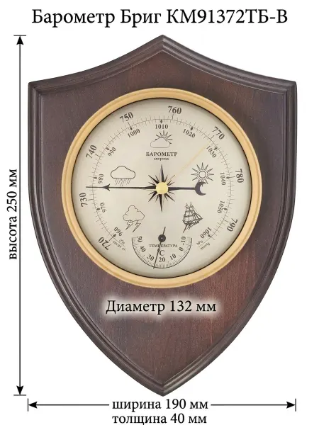 БРИГ Барометр механический КМ91372ТБ-В настенный, с термометром