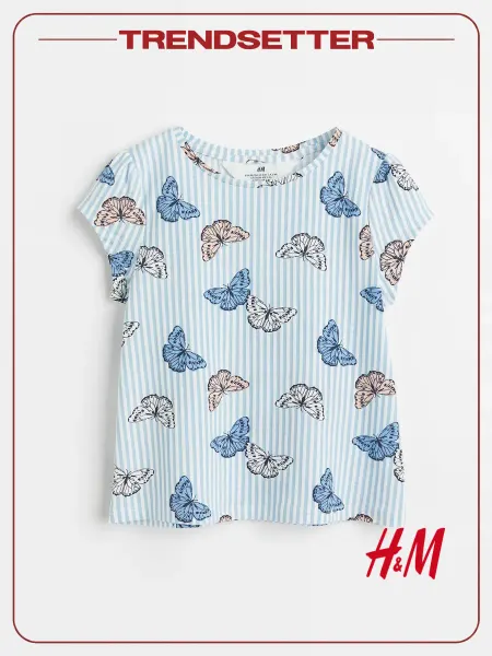 H&M Футболка в полоску с бабочками детская