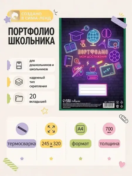 Пластиковая папка-портфолио для школьных достижений