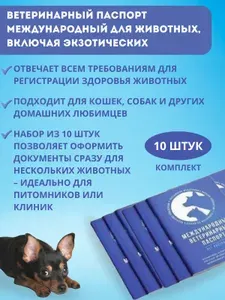 Паспорт ветеринарный международный для животных 10 шт. Гама-маркет