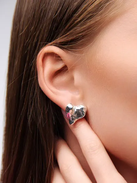 Jewelry Store Стильные мятые серьги сердечки бижутерия