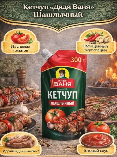Кетчуп «Дядя Ваня» Шашлычный, томатный, дой-пак
