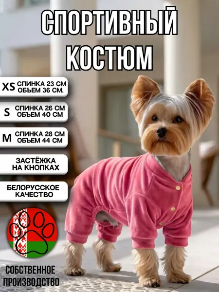 ГЮ-ВАС Комбинезон для собак мелких пород Спортивный костюм велюр
