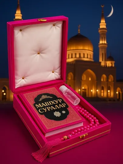 Религиозный набор для намаза, книга, тасбех, вода зам-зам, в подарочной упаковке