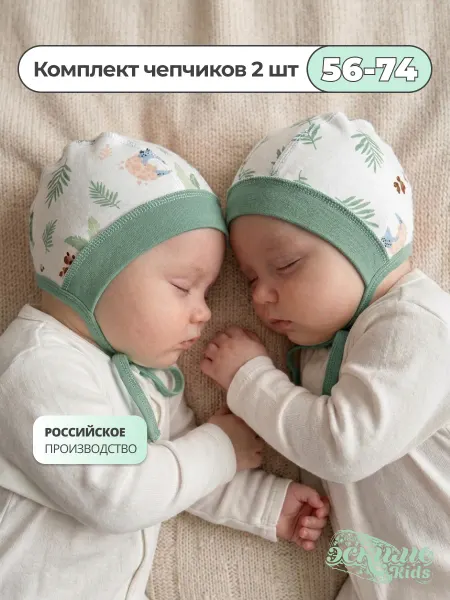 Эскимо. Чепчики для новорожденных, набор 2 шт