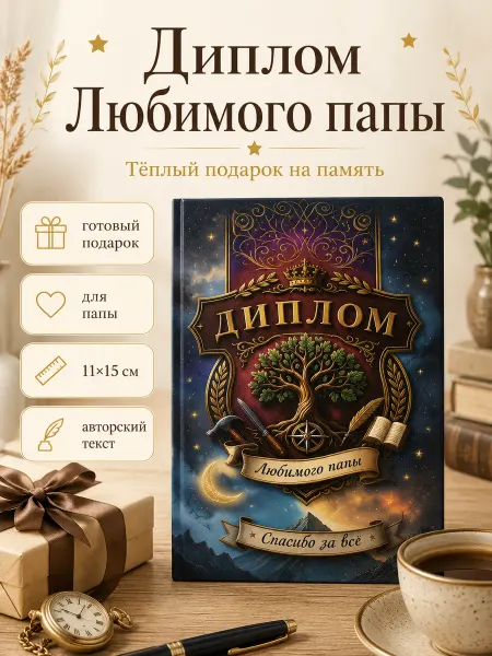 Филькина грамота Диплом-открытка Любимого папы, шуточный подарок