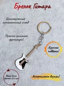Брелок-талисман на ключи (кольцо-карабин) на сумку (рюкзак), защитный амулет в подарок Гитара