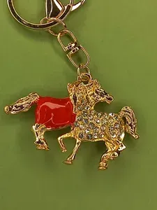 Брелок со стразами Лошадь с жеребенком (красная) БС-1097