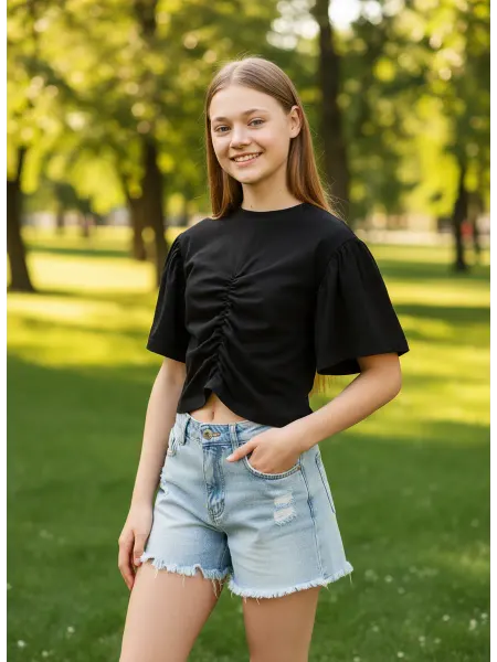 Соль&Перец Футболка для девочки хлопковая укороченная