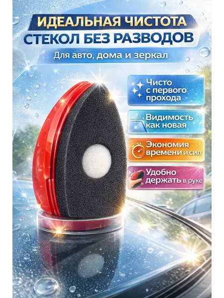 Ани7 Губка для очистки стекла и зеркал, Антидождь для автостекол