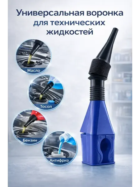 Ас943 Универсальная воронка для масел, бензина и антифриза