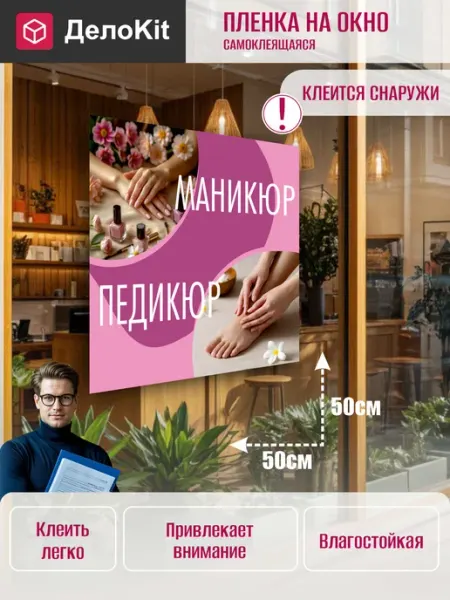 ДелоKit Наклейка на стекло витрины Маникюр педикюр