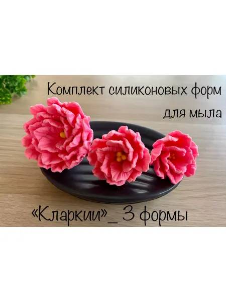 Мыльный сувенир Комплект силиконовых форм для мыла_Кларкии_3 формы