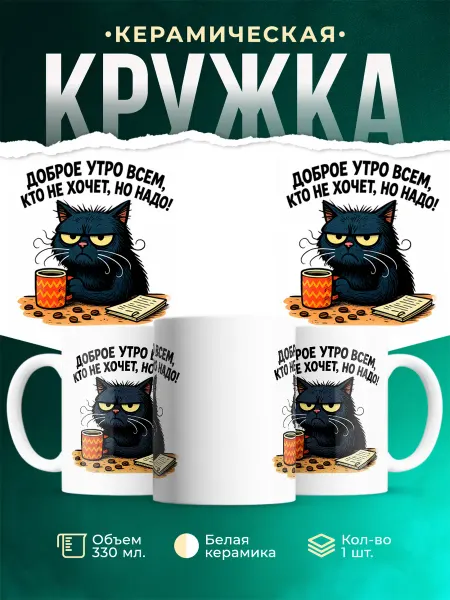 MADE_WITH_LOVE Кружка для кофе ворчливый кот мем подарок мужская с принтом