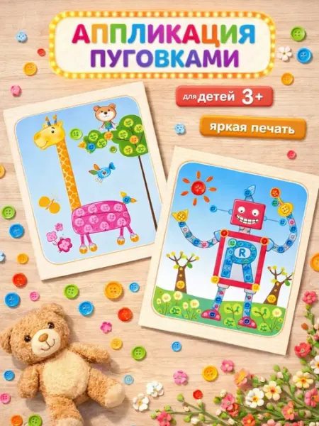 Аппликации наклейками, набор для детского творчества