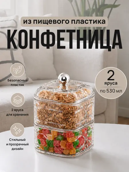 С-нами Конфетница с крышкой пластиковая