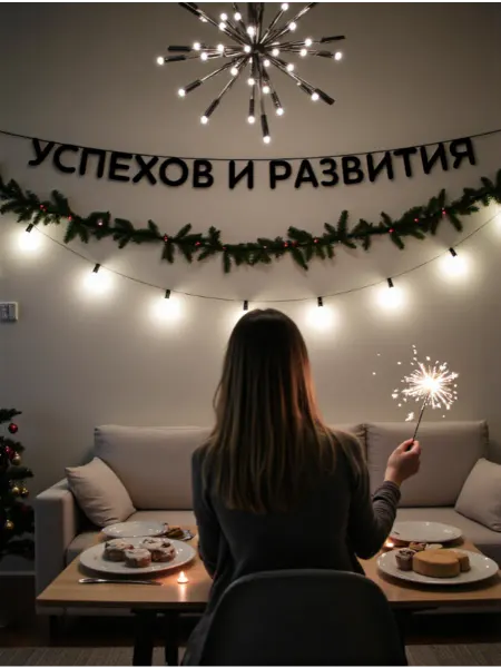 Новогодняя гирлянда - растяжка деревянная