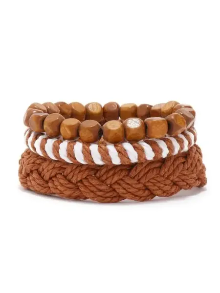 Носикулон Комплект коричневых браслетов "Wooden Brown", 3 шт