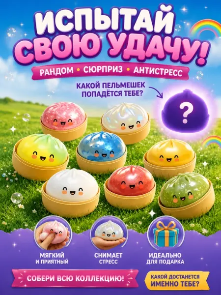 Милый антистресс-сквиш в форме пельмешка