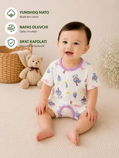 Детский боди-песочник с коротким рукавом из хлопка