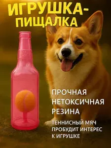 Игрушка для собак бутылка-пищалка с мячиком