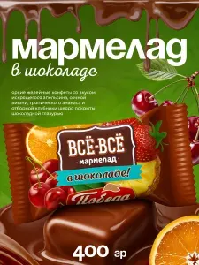 Конфеты мармелад в шоколаде все-все 400гр.