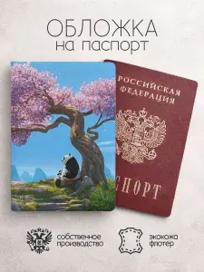 Обложка на паспорт Кунг-фу Панда голубая
