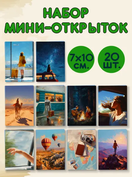Читаем с Никой Мини-открытки "Путешествия" (20 шт.)
