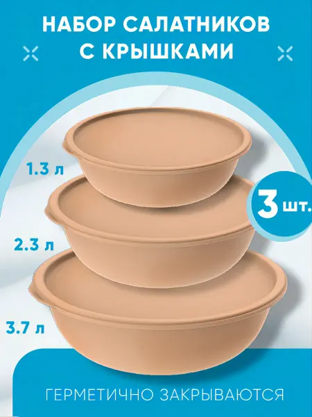 Альт-Пласт Салатники миски с крышкой пластиковые набор 4шт