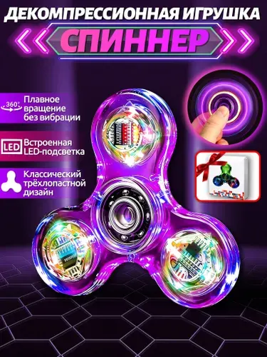 Спиннер,спиннер светящийся,фиолетовый,1 шт,антистресс-игрушка для детей и взрослых