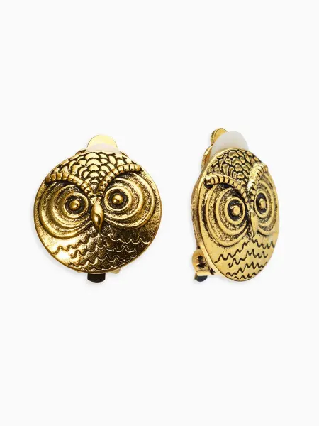 Клипсы «Сова», цвет чернёное золото
