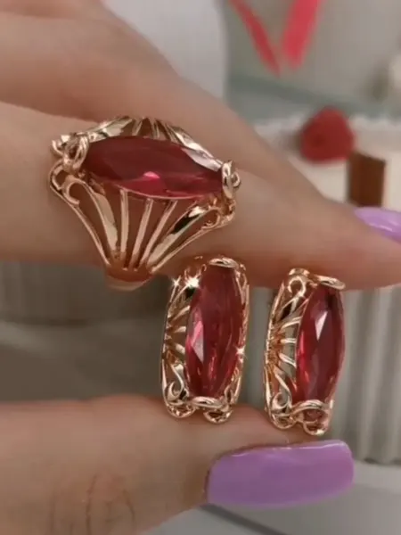 DIAMOND COLLECTION Комплект бижутерии красный