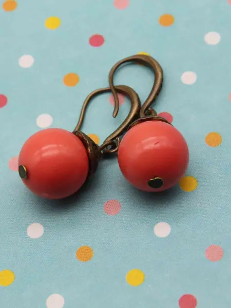 TE jewelry Сережки с коралловым камнем "Коралина"