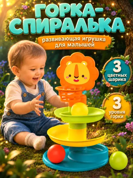 ДЕСЯТОЕ КОРОЛЕВСТВО Развивающая игрушка для малышей "Горка-спиралька"