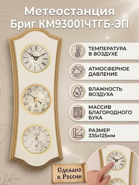 БРИГ Метеостанция механическая КМ93001-1-ЧБ(ТГ)-ЭП настенная