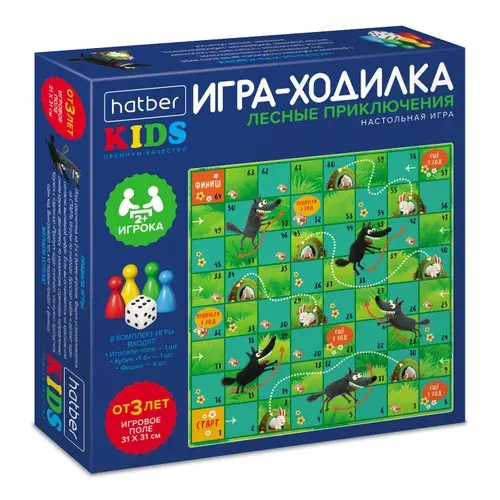 Игра ходилка пазл настольная для детей 310х310 мм с кубиком и фишками -Лесные приключения-