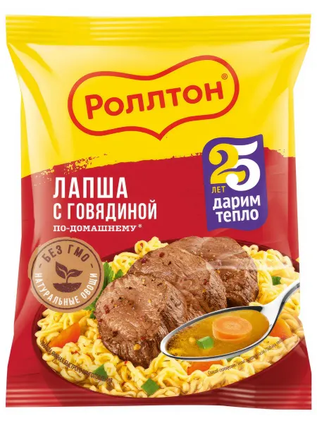 Роллтон Лапша быстрого приготовления Говядина по-домашнему, 85г