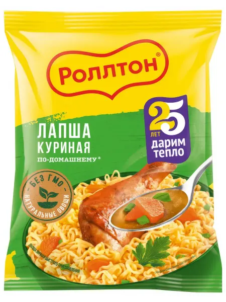 Роллтон Лапша быстрого приготовления Куриная по-домашнему, 85г