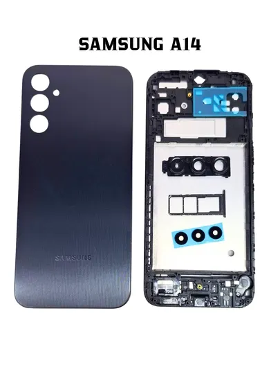 Задняя крышка корпуса Samsung A14 + рамка, боковые кнопки, стекло камеры и SIM-лоток