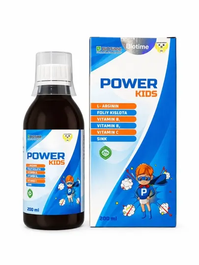 Power Kids витаминный комплекс для нервной системы и иммунитета, L-аргинин, цинк, 200 мл.