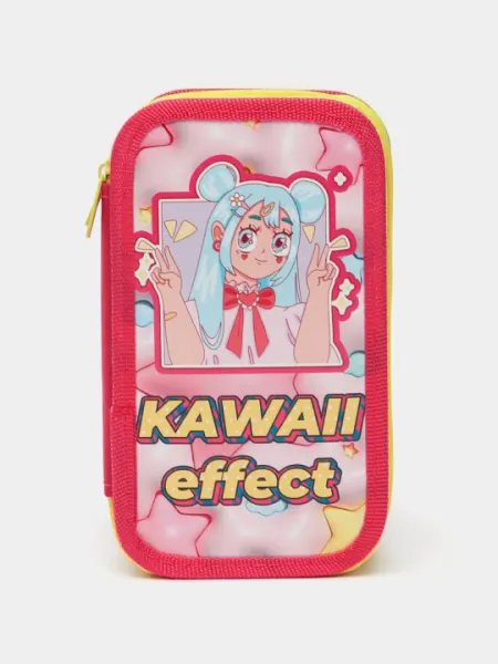 Пенал трехсекционный большой тканевый торец 190/105 15 ПО-110-KAWAII EFFECT q0000051752